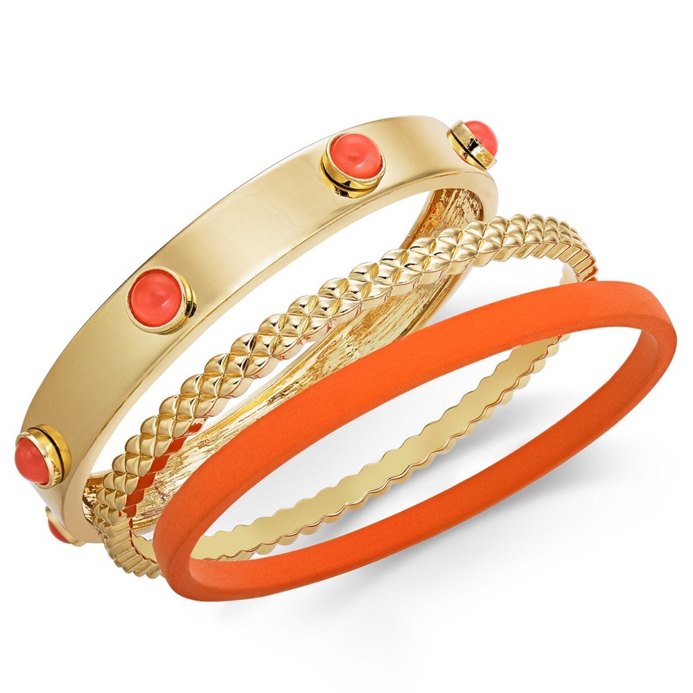 INC Coral Gold Tone 3 PC Bangle Bracelets NWT - Picture 1 of 1